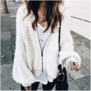 New Women Mohair Bomber Jacket Wild fleece